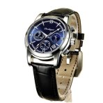 Poedagar Auto Date Leather Wrist