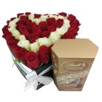 Roses Heart Box and Lindt Lindor Chocolate Combo